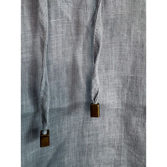 Mudo Collection Women's 100% Blue Linen Blouse Size 8 - Picture 5 of 6
